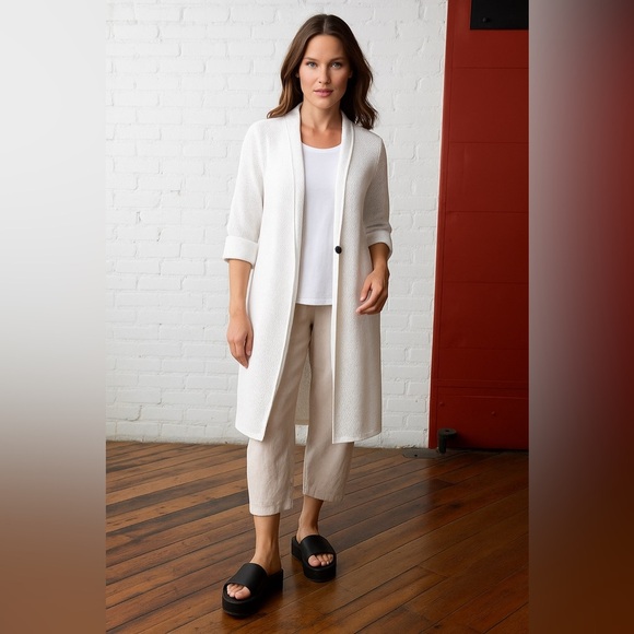 LIV BY HABITAT | Mesh Stitch White Duster Cardigan - Picture 1 of 13